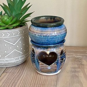 Greg Olson Glazed Heart Pottery Votive Set 💙